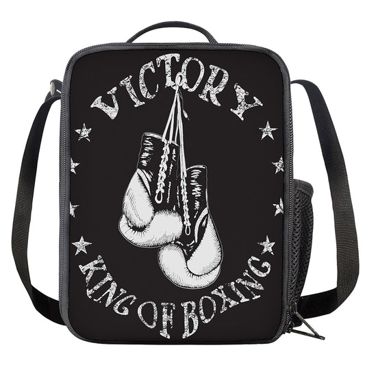Victory King Of Boxing Print Crossbody Lunch Bag