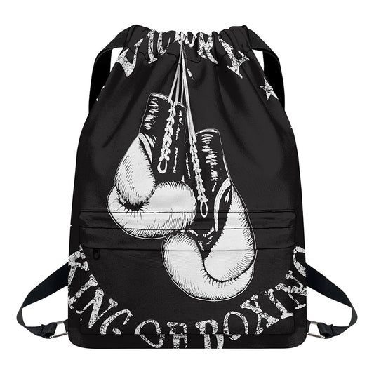 Victory King Of Boxing Print Drawstring Backpack