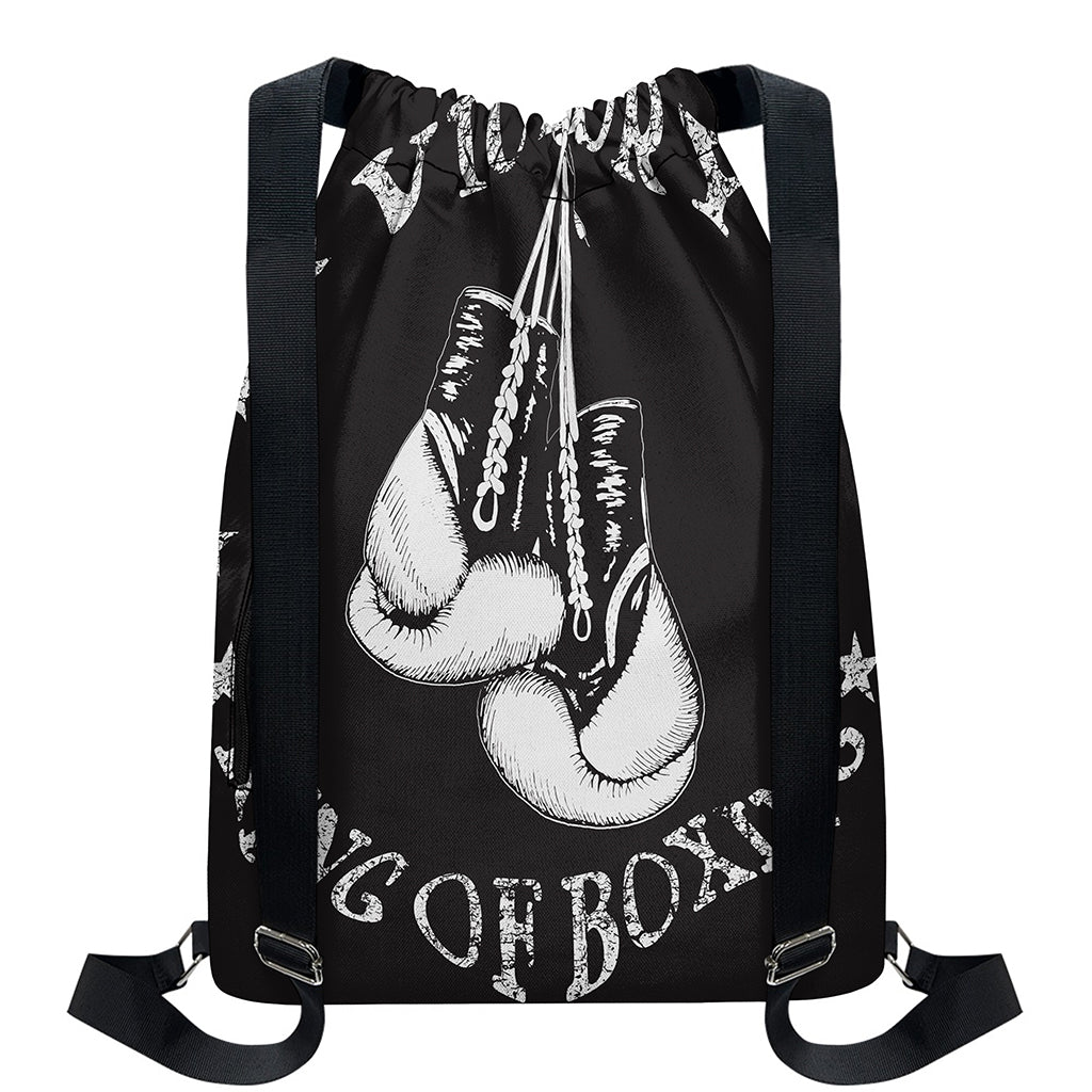 Victory King Of Boxing Print Drawstring Backpack