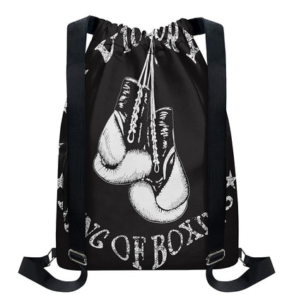 Victory King Of Boxing Print Drawstring Backpack