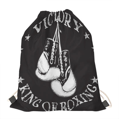Victory King Of Boxing Print Drawstring Bag