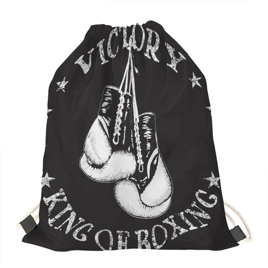 Victory King Of Boxing Print Drawstring Bag