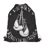 Victory King Of Boxing Print Drawstring Bag