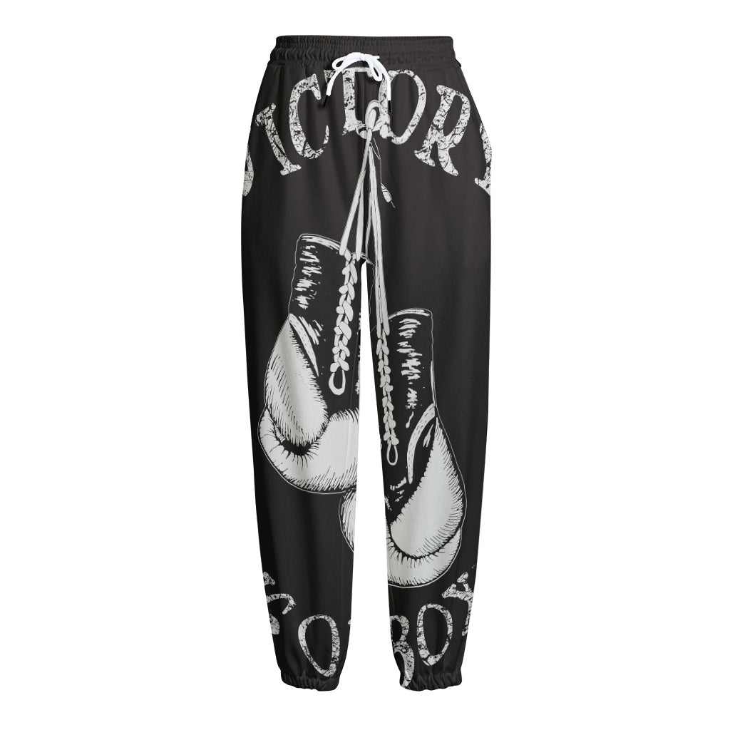 Victory King Of Boxing Print Fleece Lined Knit Pants
