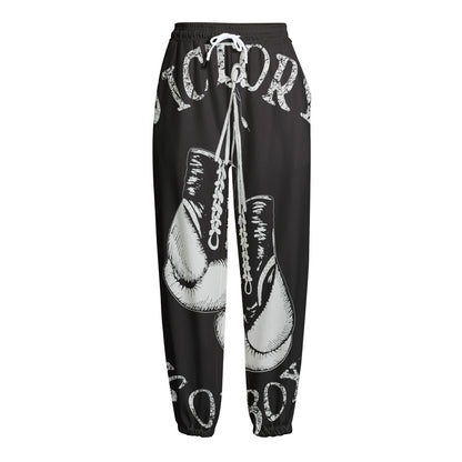 Victory King Of Boxing Print Fleece Lined Knit Pants