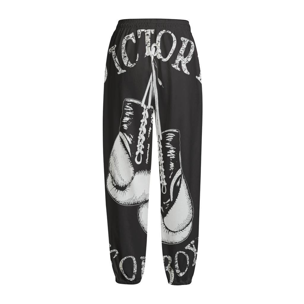 Victory King Of Boxing Print Fleece Lined Knit Pants