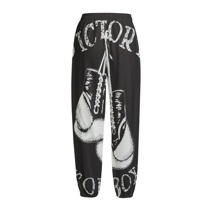 Victory King Of Boxing Print Fleece Lined Knit Pants