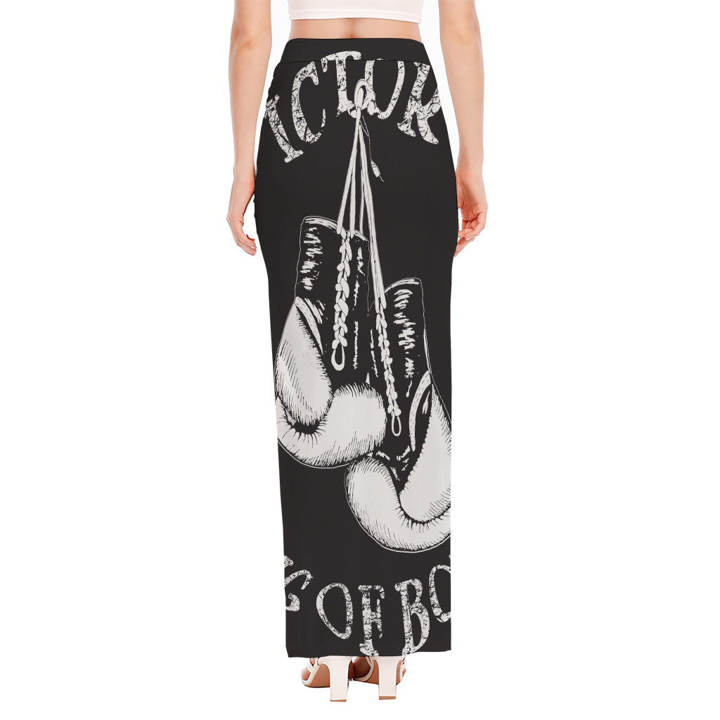 Victory King Of Boxing Print High Slit Maxi Skirt