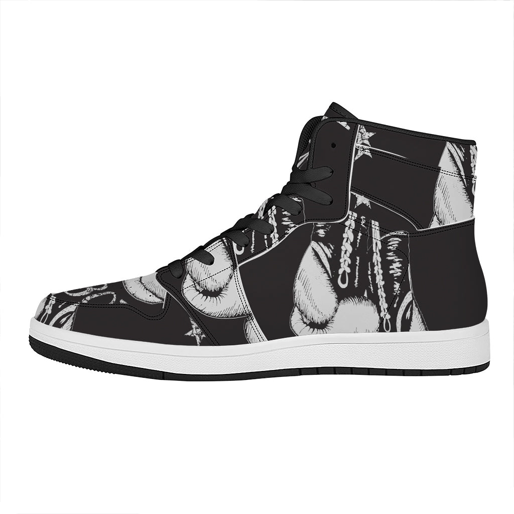 Victory King Of Boxing Print High Top Leather Sneakers