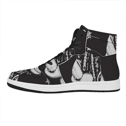 Victory King Of Boxing Print High Top Leather Sneakers
