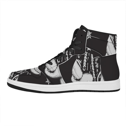 Victory King Of Boxing Print High Top Leather Sneakers