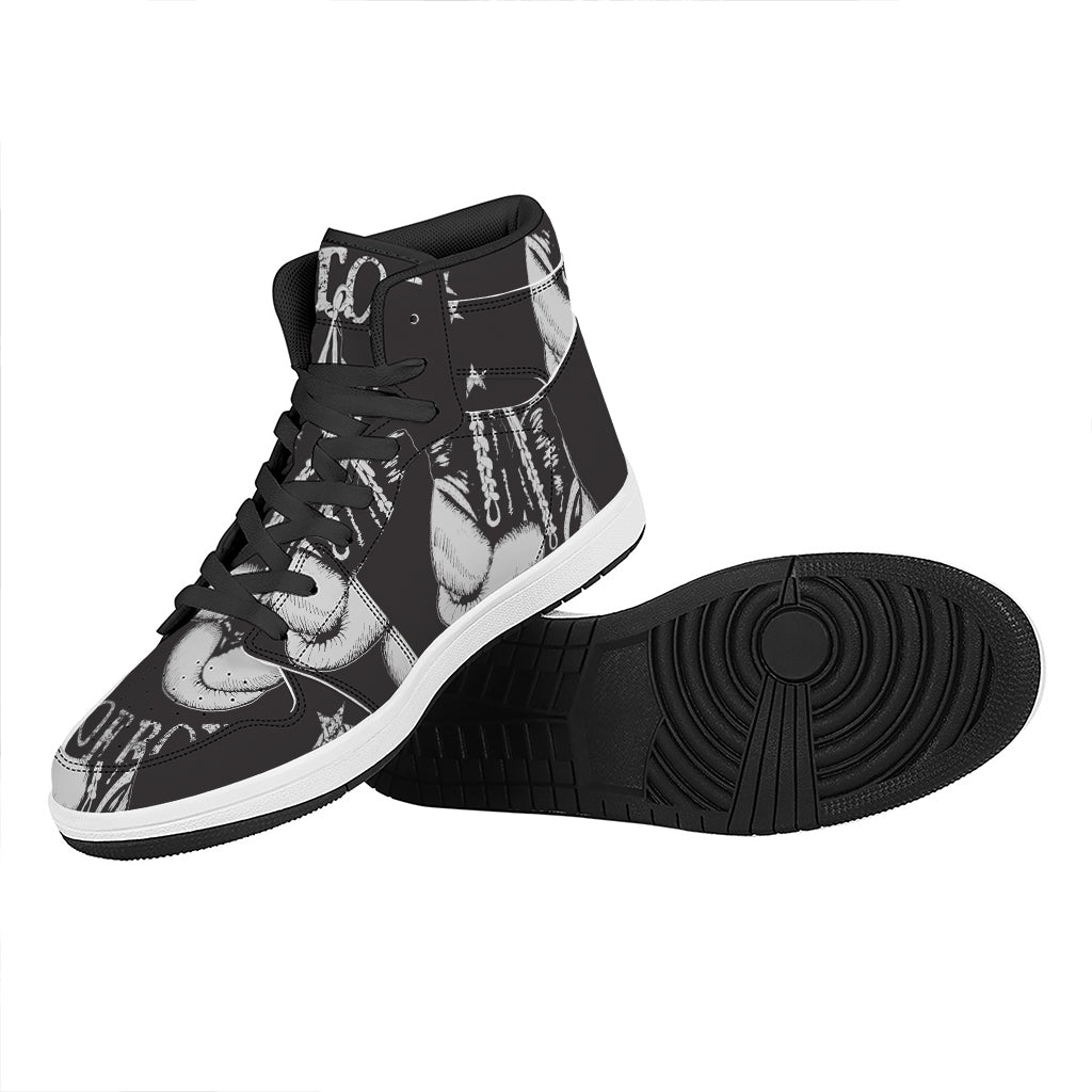 Victory King Of Boxing Print High Top Leather Sneakers