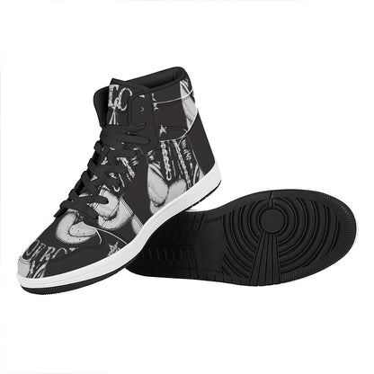 Victory King Of Boxing Print High Top Leather Sneakers