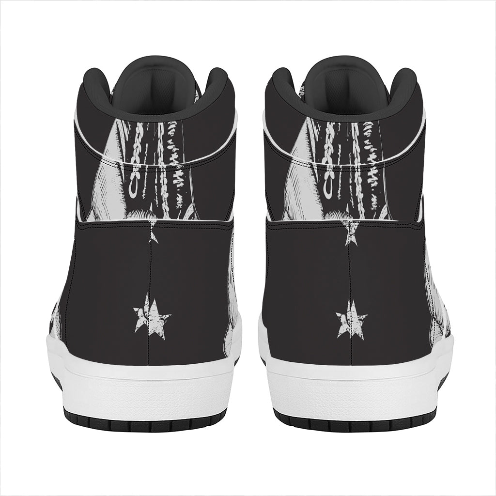 Victory King Of Boxing Print High Top Leather Sneakers