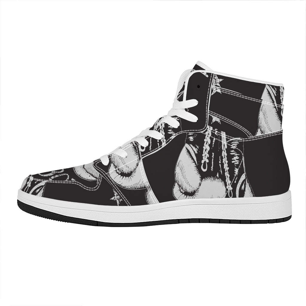 Victory King Of Boxing Print High Top Leather Sneakers