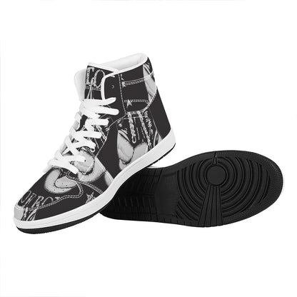 Victory King Of Boxing Print High Top Leather Sneakers