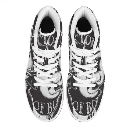 Victory King Of Boxing Print High Top Leather Sneakers