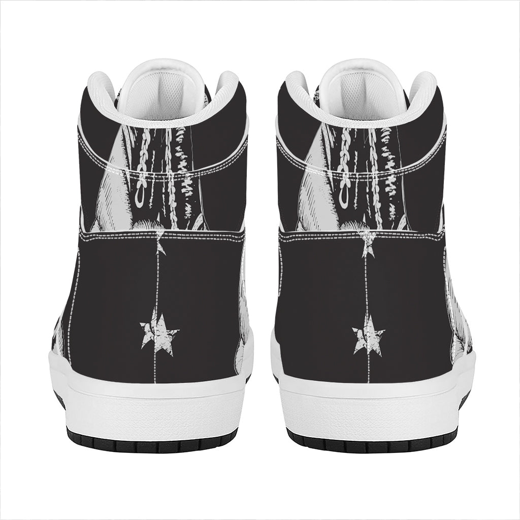 Victory King Of Boxing Print High Top Leather Sneakers