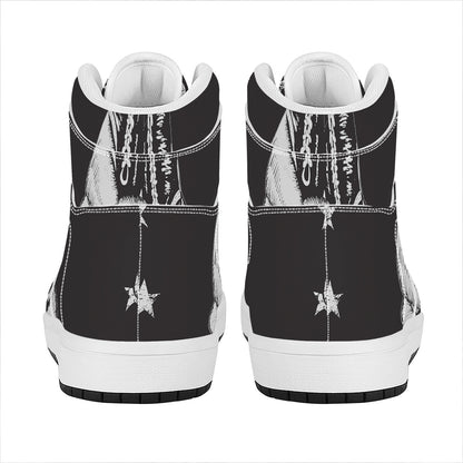 Victory King Of Boxing Print High Top Leather Sneakers