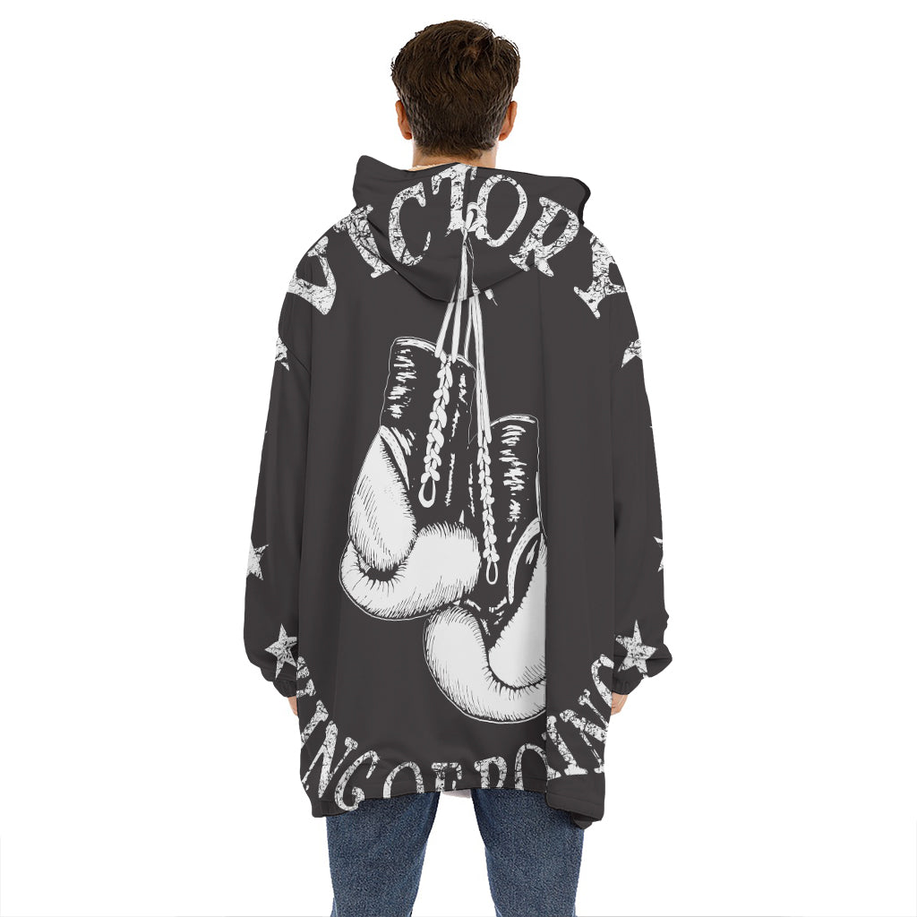 Victory King Of Boxing Print Hoodie Blanket