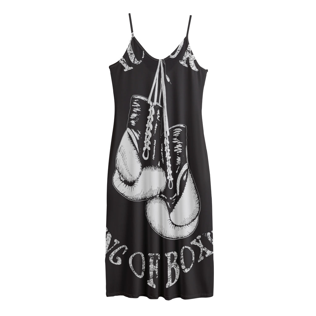 Victory King Of Boxing Print Jersey Midi Cami Dress