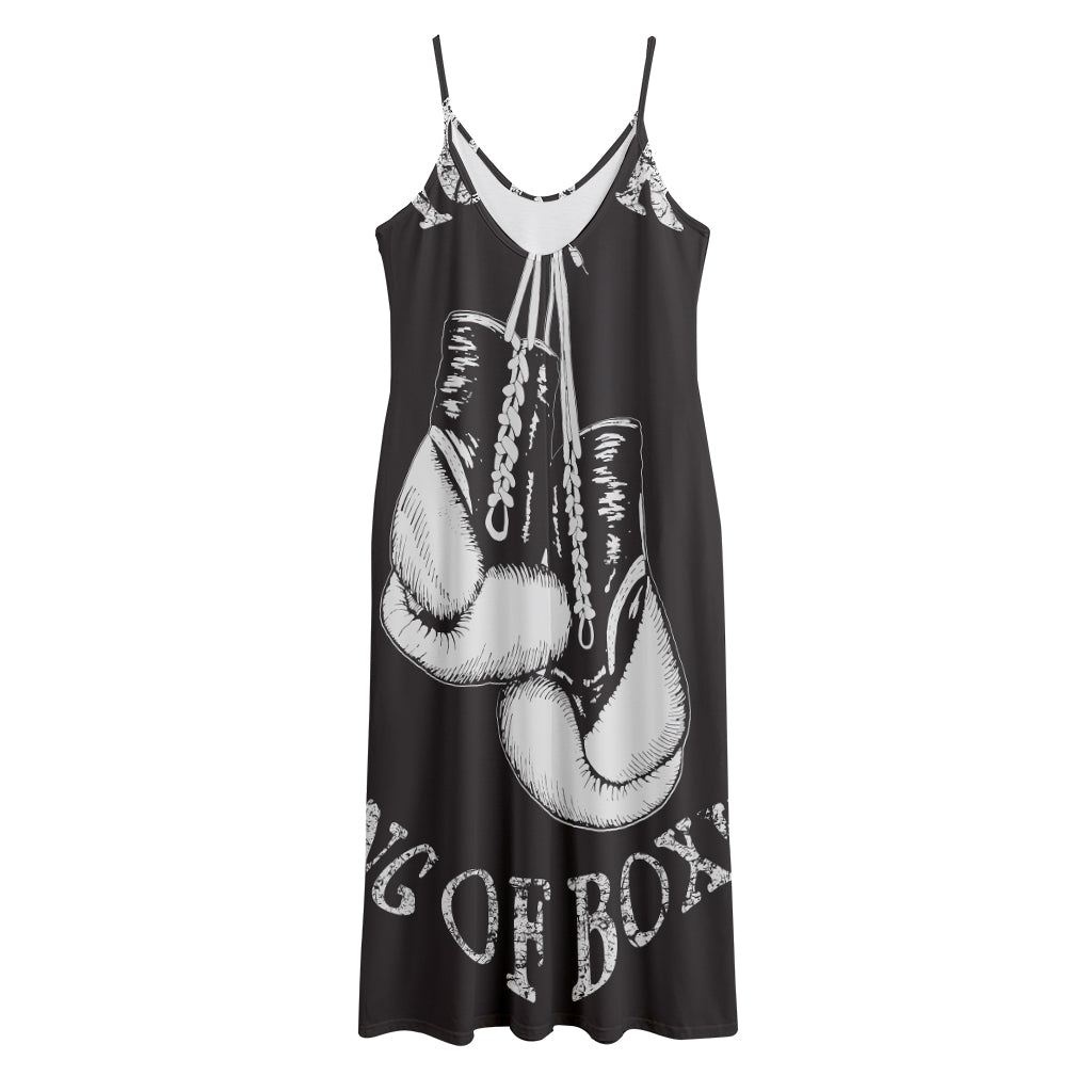 Victory King Of Boxing Print Jersey Midi Cami Dress