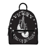 Victory King Of Boxing Print Leather Backpack