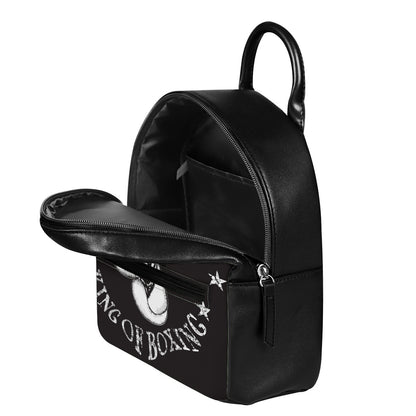 Victory King Of Boxing Print Leather Backpack