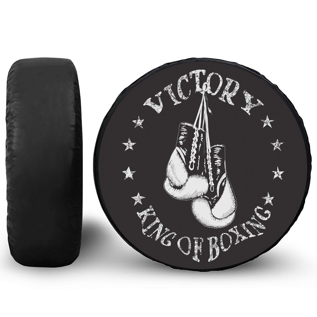 Victory King Of Boxing Print Leather Spare Tire Cover