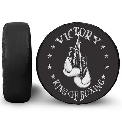 Victory King Of Boxing Print Leather Spare Tire Cover