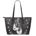 Victory King Of Boxing Print Leather Tote Bag With Zipper