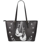 Victory King Of Boxing Print Leather Tote Bag