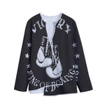 Victory King Of Boxing Print Long Sleeve Short Coat