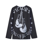 Victory King Of Boxing Print Long Sleeve Short Coat