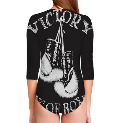 Victory King Of Boxing Print Long Sleeve Swimsuit