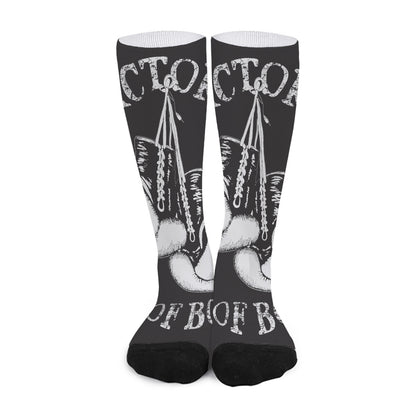 Victory King Of Boxing Print Long Socks
