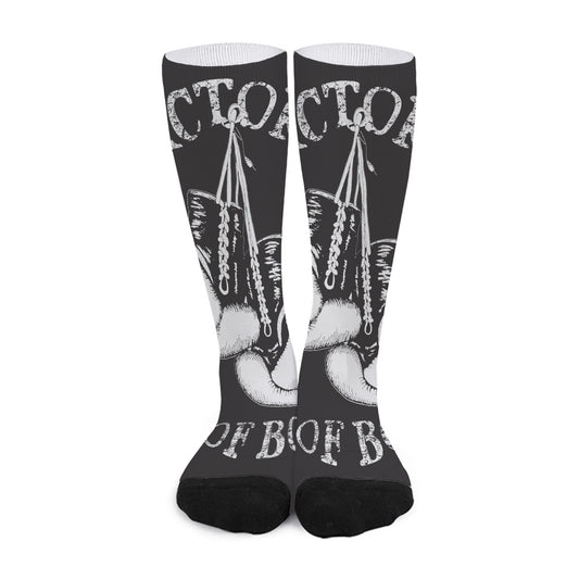 Victory King Of Boxing Print Long Socks