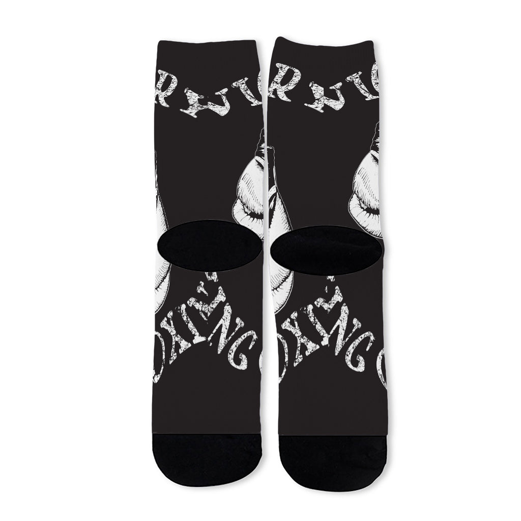 Victory King Of Boxing Print Long Socks