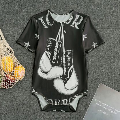Victory King Of Boxing Print Men's Bodysuit