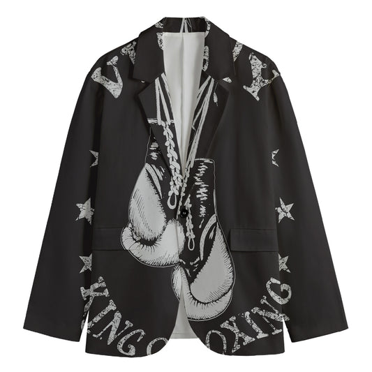 Victory King Of Boxing Print Men's Cotton Blazer