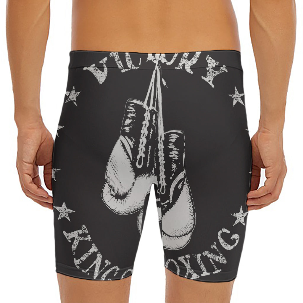 Victory King Of Boxing Print Men's Long Boxer Briefs
