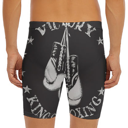Victory King Of Boxing Print Men's Long Boxer Briefs
