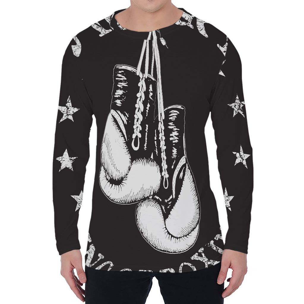 Victory King Of Boxing Print Men's Long Sleeve T-Shirt