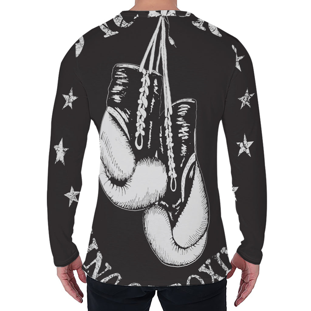 Victory King Of Boxing Print Men's Long Sleeve T-Shirt