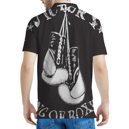 Victory King Of Boxing Print Men's Polo Shirt