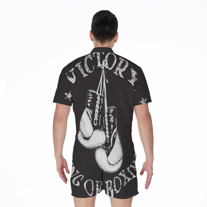 Victory King Of Boxing Print Men's Rompers