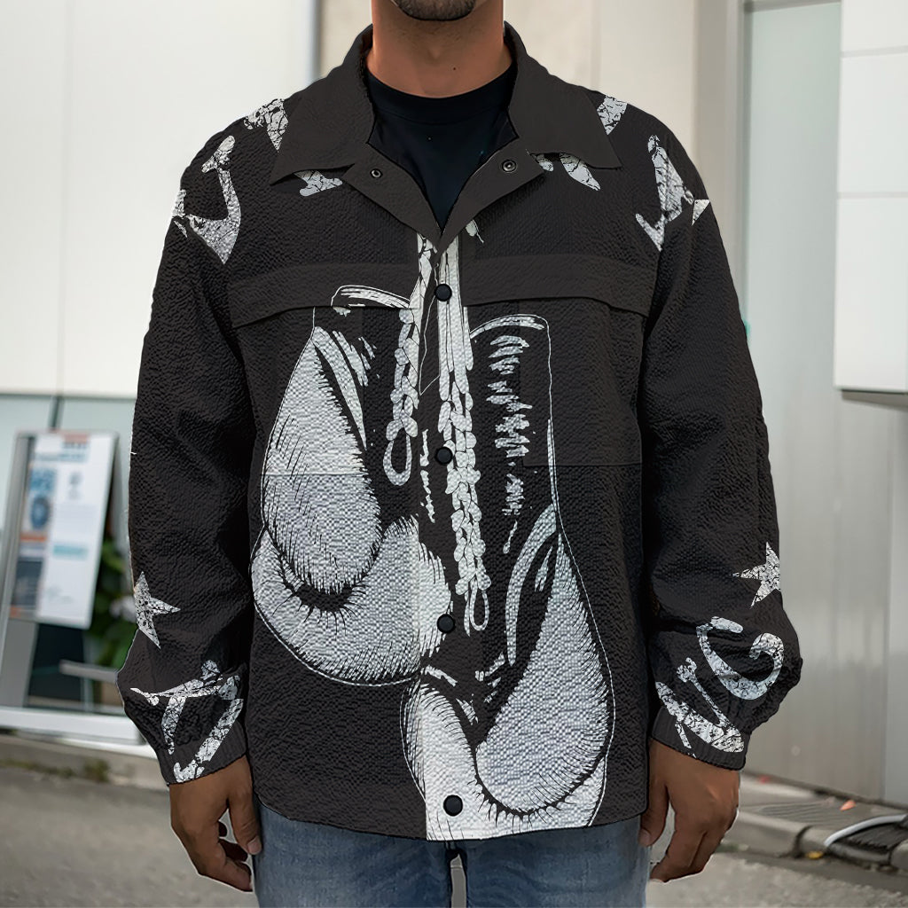 Victory King Of Boxing Print Men's Shirt Jacket