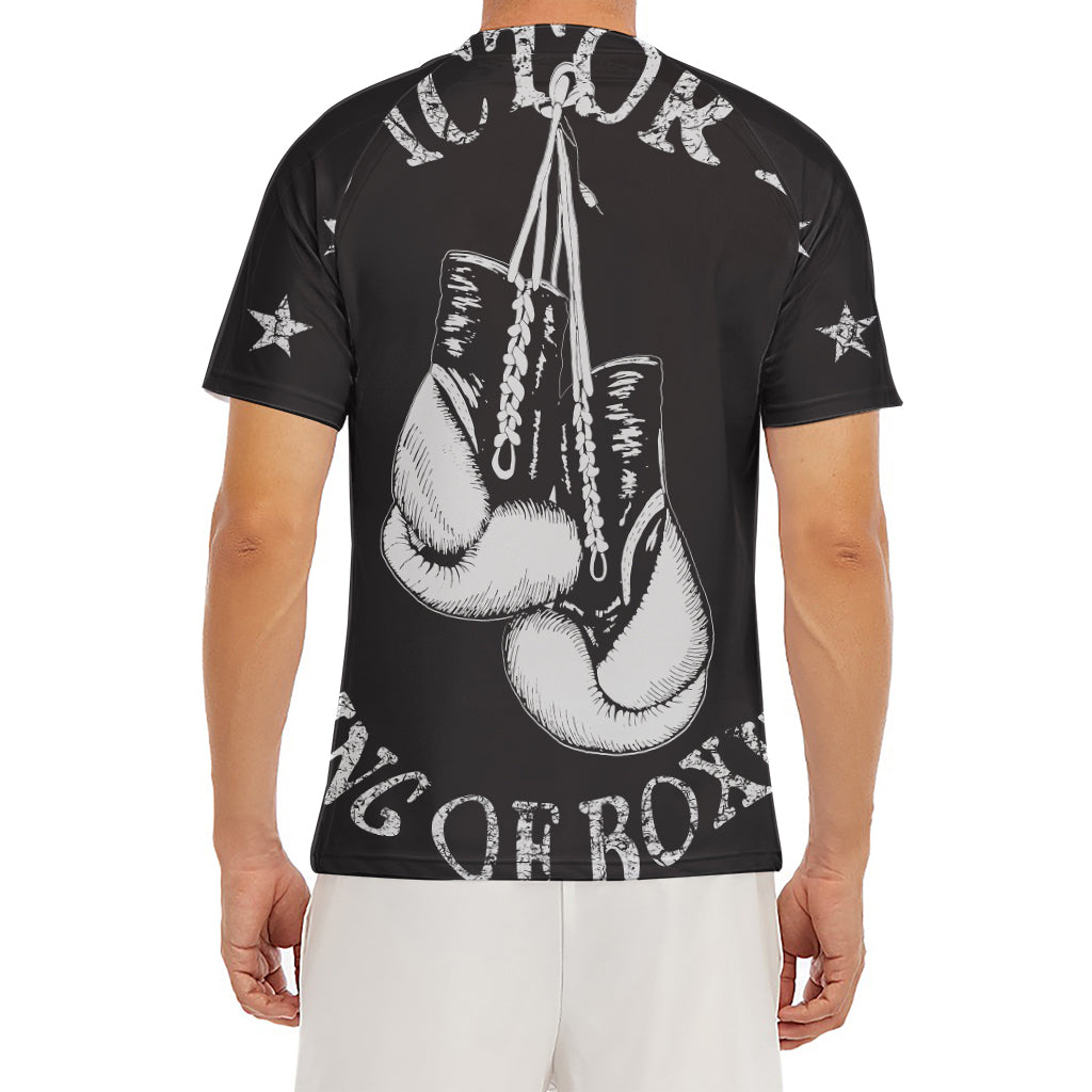 Victory King Of Boxing Print Men's Short Sleeve Rash Guard