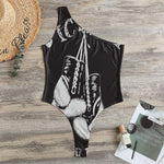 Victory King Of Boxing Print One Shoulder Bodysuit