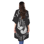 Victory King Of Boxing Print Open Front Beach Cover Up